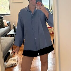 blue 100% silk shirt